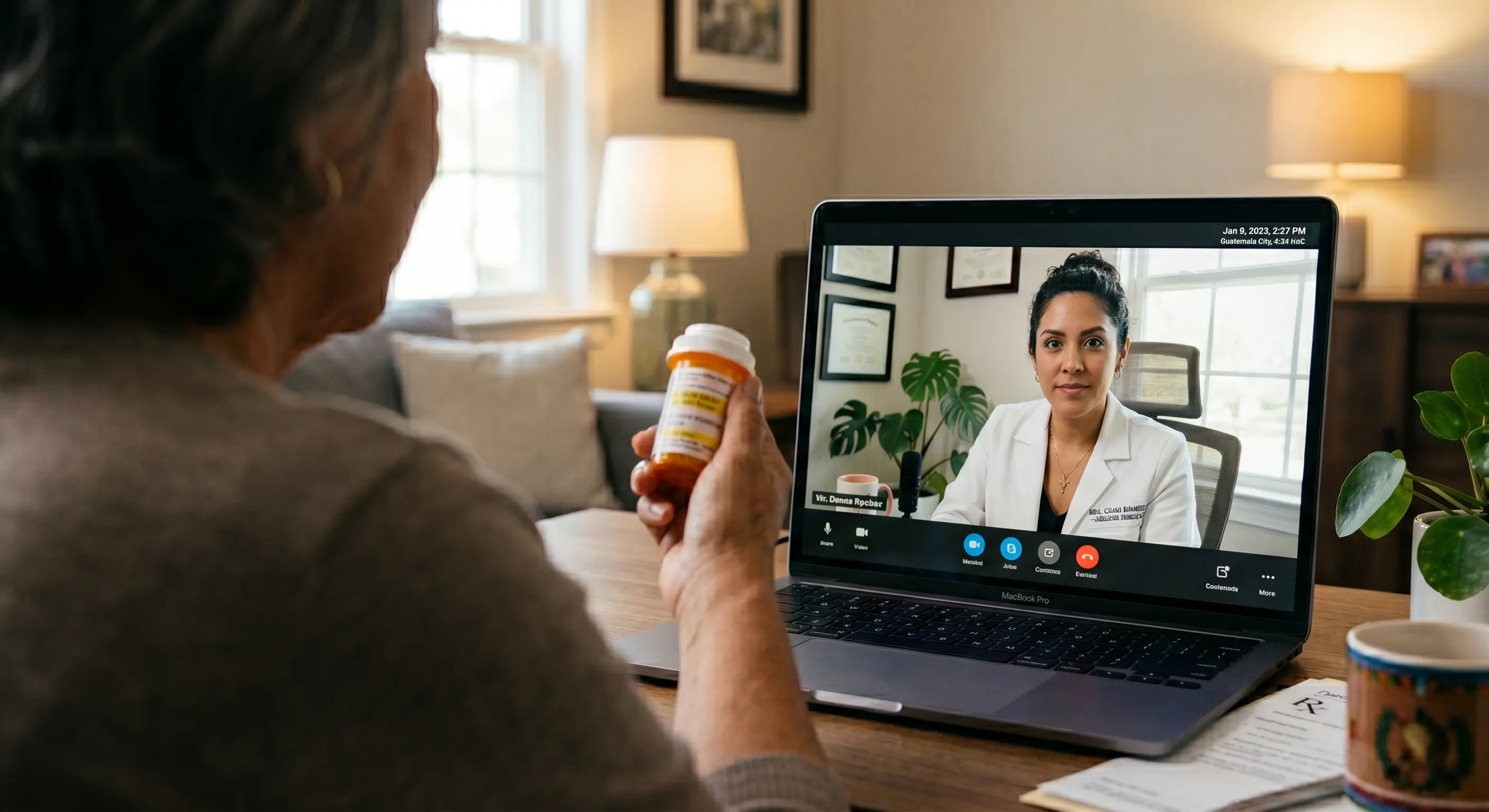 Paciente en consulta virtual con doctora